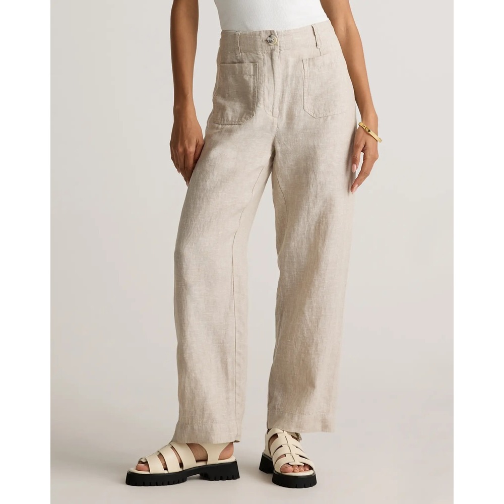 Quince 100% European Linen Patch Pocket Wide Leg Pants Flax Size 6 NWT